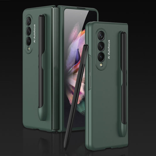 For Samsung Galaxy Z Fold3 5G GKK Ultra-thin Full Coverage Phone Flip Case with Pen Slot(Dark Green) - Galaxy Phone Cases by GKK | Online Shopping UK | buy2fix