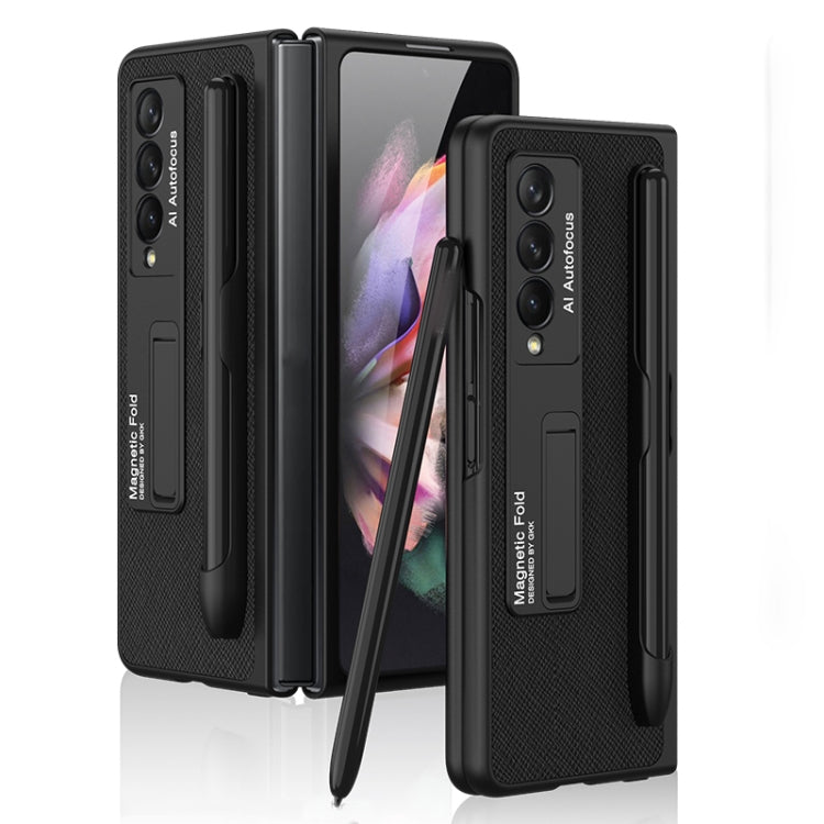 For Samsung Galaxy Z Fold3 5G GKK Ultra-thin PC + PU Phone Flip Case with Holder & Pen Slot(Cross Texture) - Galaxy Phone Cases by GKK | Online Shopping UK | buy2fix