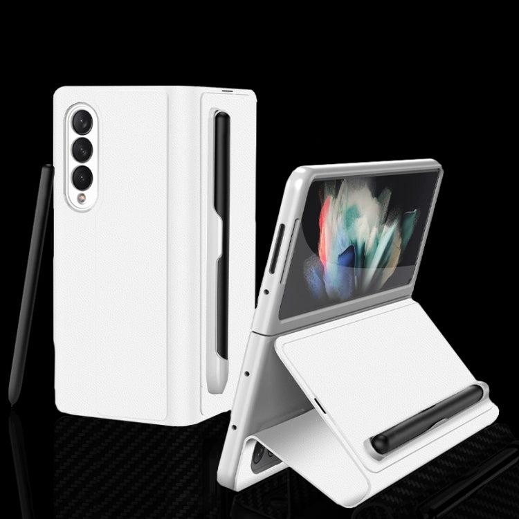 For Samsung Galaxy Z Fold3 5G GKK Ultra-thin Horizontal Flip Leather Phone Case with Pen Slot(Silver) - Galaxy Phone Cases by GKK | Online Shopping UK | buy2fix