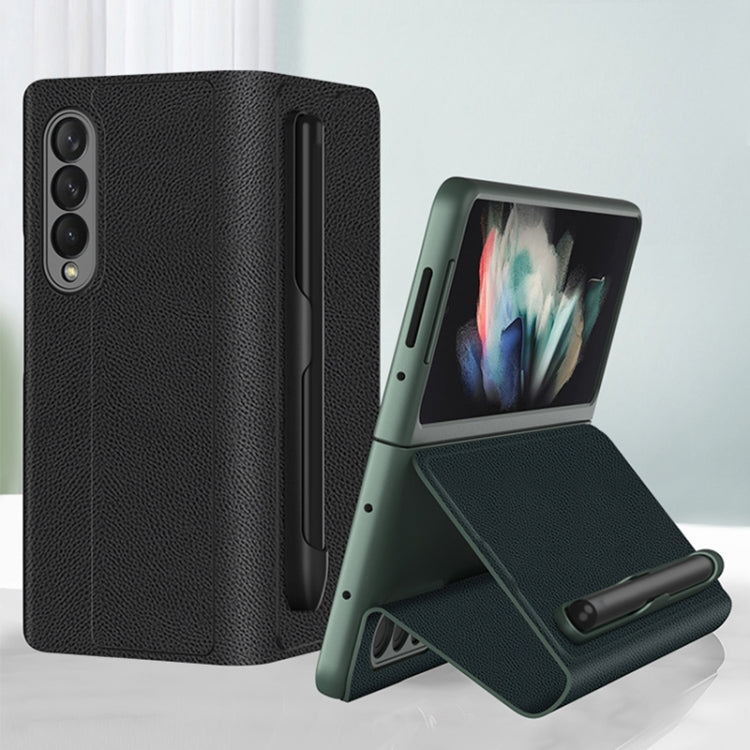 For Samsung Galaxy Z Fold3 5G GKK Ultra-thin Horizontal Flip Leather Phone Case with Pen Slot(Silver) - Galaxy Phone Cases by GKK | Online Shopping UK | buy2fix