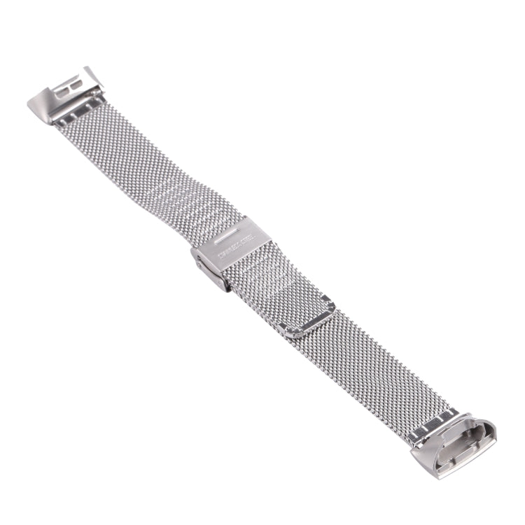 For Fitbit Charge 4 Double Insurance Buckle Milanese Watch Band(Silver) - Watch Bands by buy2fix | Online Shopping UK | buy2fix