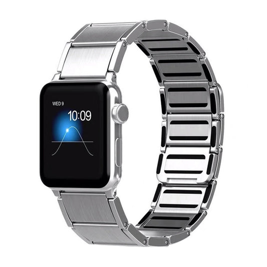 Bamboo Joint Magnetic Steel Watch Band For Apple Watch Series 9&8&7 41mm / SE 3&SE 2&6&SE&5&4 40mm / 3&2&1 38mm(Silver) by buy2fix