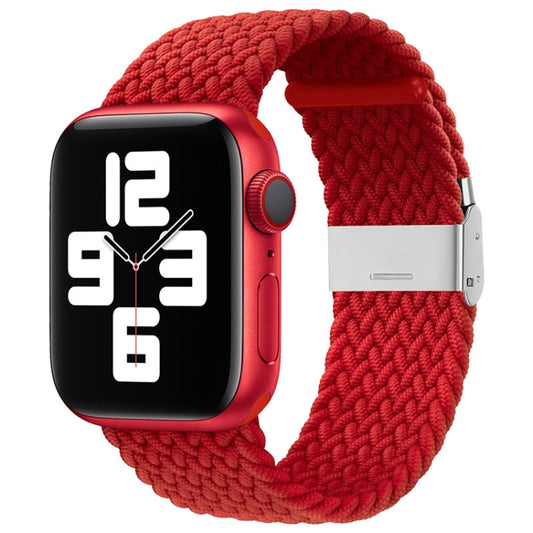 Nylon Braid One Buckle Watch Band For Apple Watch Series 9&8&7 41mm / SE 3&SE 2&6&SE&5&4 40mm / 3&2&1 38mm(Red) by buy2fix