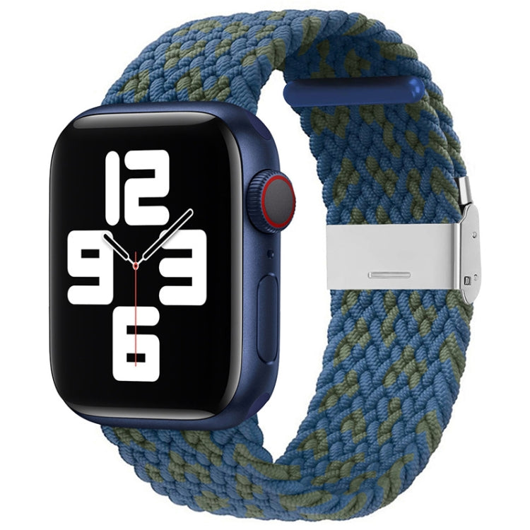 Nylon Braid One Buckle Watch Band For Apple Watch Series 9&8&7 41mm / SE 3&SE 2&6&SE&5&4 40mm / 3&2&1 38mm(Blue Green) - Watch Bands by buy2fix | Online Shopping UK | buy2fix