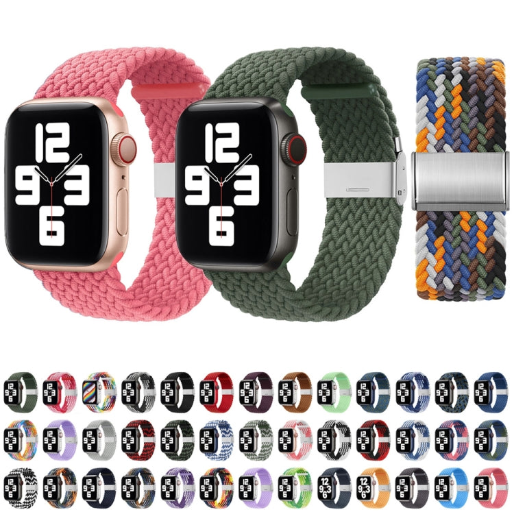 Nylon Braid One Buckle Watch Band For Apple Watch Series 9&8&7 41mm / SE 3&SE 2&6&SE&5&4 40mm / 3&2&1 38mm(Blueberry) by buy2fix