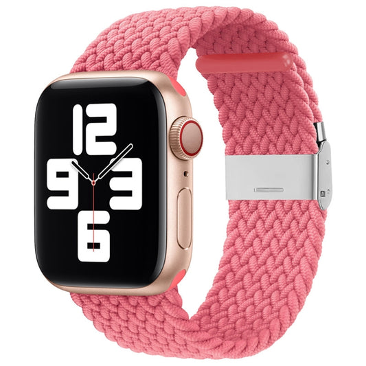 Nylon Braid One Buckle Watch Band For Apple Watch Ultra 49mm&Watch Ultra 2 49mm / Series 9&8&7 45mm / SE 3&SE 2&6&SE&5&4 44mm / 3&2&1 42mm(Pink) - Watch Bands by buy2fix | Online Shopping UK | buy2fix