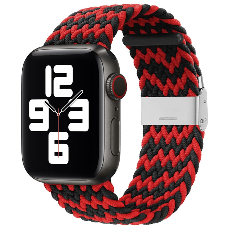 Nylon Braid One Buckle Watch Band For Apple Watch Ultra 49mm&Watch Ultra 2 49mm / Series 9&8&7 45mm / SE 3&SE 2&6&SE&5&4 44mm / 3&2&1 42mm(W Black Red) by buy2fix