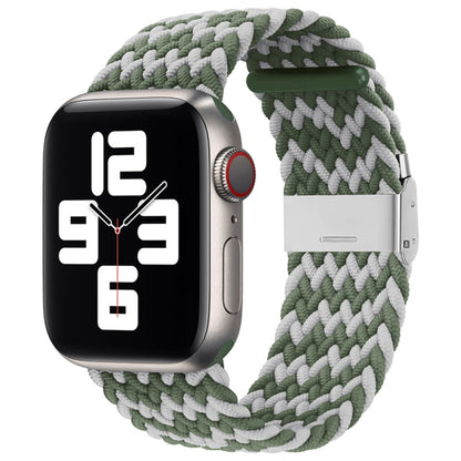 Nylon Braid One Buckle Watch Band For Apple Watch Ultra 49mm&Watch Ultra 2 49mm / Series 9&8&7 45mm / SE 3&SE 2&6&SE&5&4 44mm / 3&2&1 42mm(W Green Grey) by buy2fix