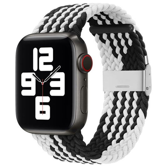 Nylon Braid One Buckle Watch Band For Apple Watch Ultra 49mm&Watch Ultra 2 49mm / Series 9&8&7 45mm / SE 3&SE 2&6&SE&5&4 44mm / 3&2&1 42mm(Z Black White) by buy2fix