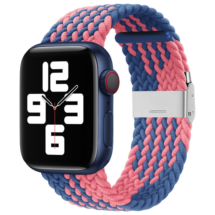 Nylon Braid One Buckle Watch Band For Apple Watch Ultra 49mm&Watch Ultra 2 49mm / Series 9&8&7 45mm / SE 3&SE 2&6&SE&5&4 44mm / 3&2&1 42mm(Z Blue Pink) by buy2fix