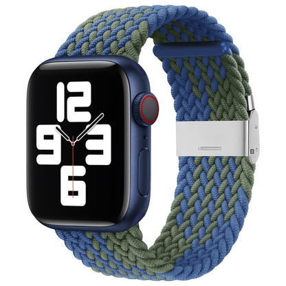 Nylon Braid One Buckle Watch Band For Apple Watch Ultra 49mm&Watch Ultra 2 49mm / Series 9&8&7 45mm / SE 3&SE 2&6&SE&5&4 44mm / 3&2&1 42mm(Z Blue Green) by buy2fix