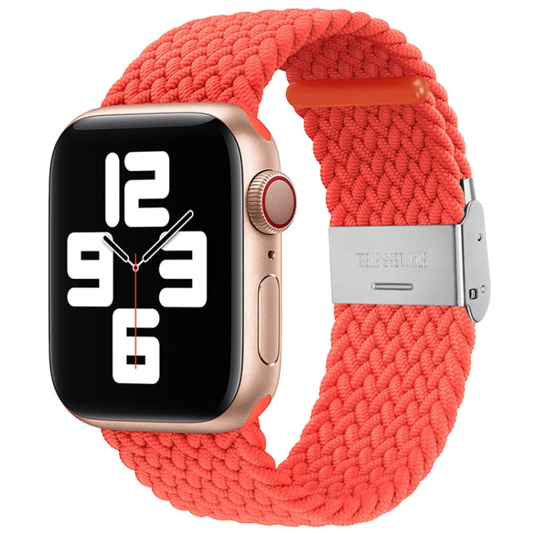Nylon Braid One Buckle Watch Band For Apple Watch Ultra 49mm&Watch Ultra 2 49mm / Series 9&8&7 45mm / SE 3&SE 2&6&SE&5&4 44mm / 3&2&1 42mm(Bright Orange) by buy2fix