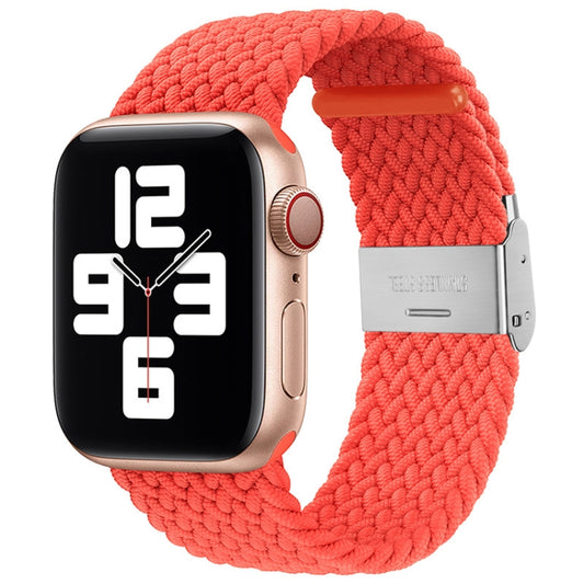 Nylon Braid One Buckle Watch Band For Apple Watch Ultra 49mm&Watch Ultra 2 49mm / Series 9&8&7 45mm / SE 3&SE 2&6&SE&5&4 44mm / 3&2&1 42mm(Bright Orange) - Watch Bands by buy2fix | Online Shopping UK | buy2fix