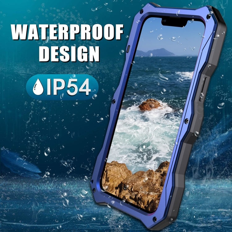 For iPhone 13 Camshield Shockproof Life Waterproof Dustproof Metal Case with Holder(Blue) - iPhone 13 Cases by buy2fix | Online Shopping UK | buy2fix