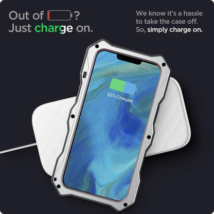 For iPhone 13 Camshield Shockproof Life Waterproof Dustproof Metal Case with Holder(Silver) - iPhone 13 Cases by buy2fix | Online Shopping UK | buy2fix