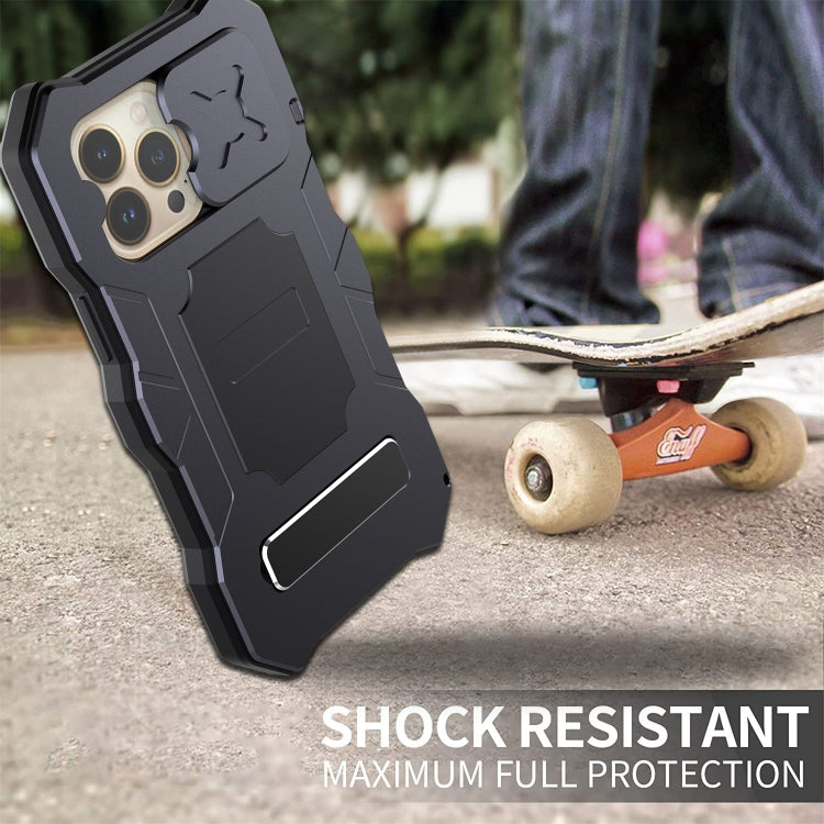 For iPhone 13 Pro Camshield Shockproof Life Waterproof Dustproof Metal Case with Holder (Black) - iPhone 13 Pro Cases by buy2fix | Online Shopping UK | buy2fix