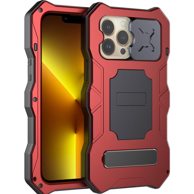 For iPhone 13 Pro Max Camshield Shockproof Life Waterproof Dustproof Metal Case with Holder (Red) - iPhone 13 Pro Max Cases by buy2fix | Online Shopping UK | buy2fix