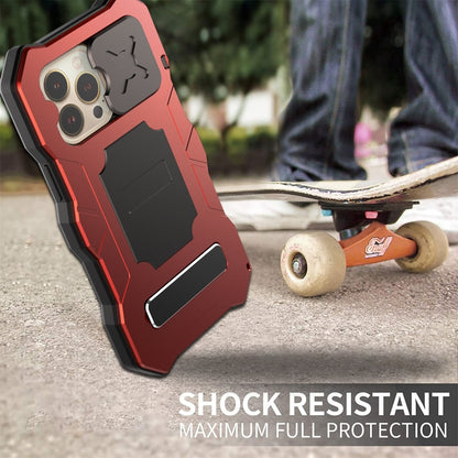For iPhone 13 Pro Max Camshield Shockproof Life Waterproof Dustproof Metal Case with Holder (Red) - iPhone 13 Pro Max Cases by buy2fix | Online Shopping UK | buy2fix