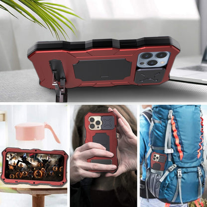 For iPhone 13 Pro Max Camshield Shockproof Life Waterproof Dustproof Metal Case with Holder (Red) - iPhone 13 Pro Max Cases by buy2fix | Online Shopping UK | buy2fix