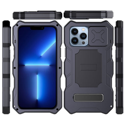 For iPhone 12 / 12 Pro Camshield Shockproof Life Waterproof Dustproof Metal Case with Holder(Black) - iPhone 12 / 12 Pro Cases by buy2fix | Online Shopping UK | buy2fix