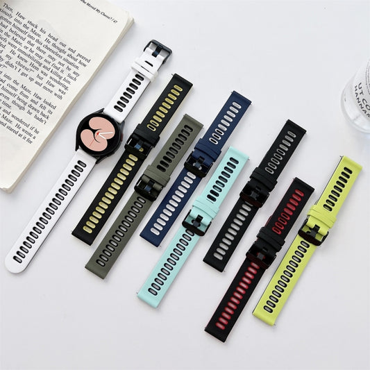 For Samsung Galaxy Watch4 40mm / 44mm Two-color Silicone Strap Watch Band(Black White) by buy2fix