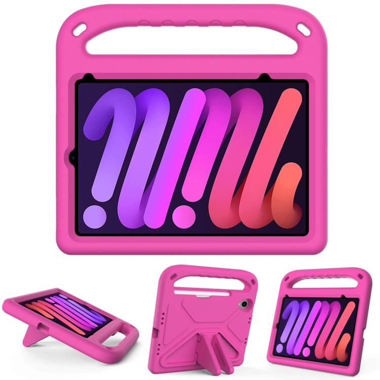 For iPad mini 2024 / mini 6 Handle Portable EVA Shockproof Tablet Case with Triangle Holder(Rose Red) - iPad mini 6 Cases by buy2fix | Online Shopping UK | buy2fix