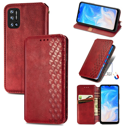 For Doogee N40 Pro Cubic Grid Pressed Horizontal Flip Magnetic Leather Case with Holder & Card Slots & Wallet(Red) - More Brand by buy2fix | Online Shopping UK | buy2fix