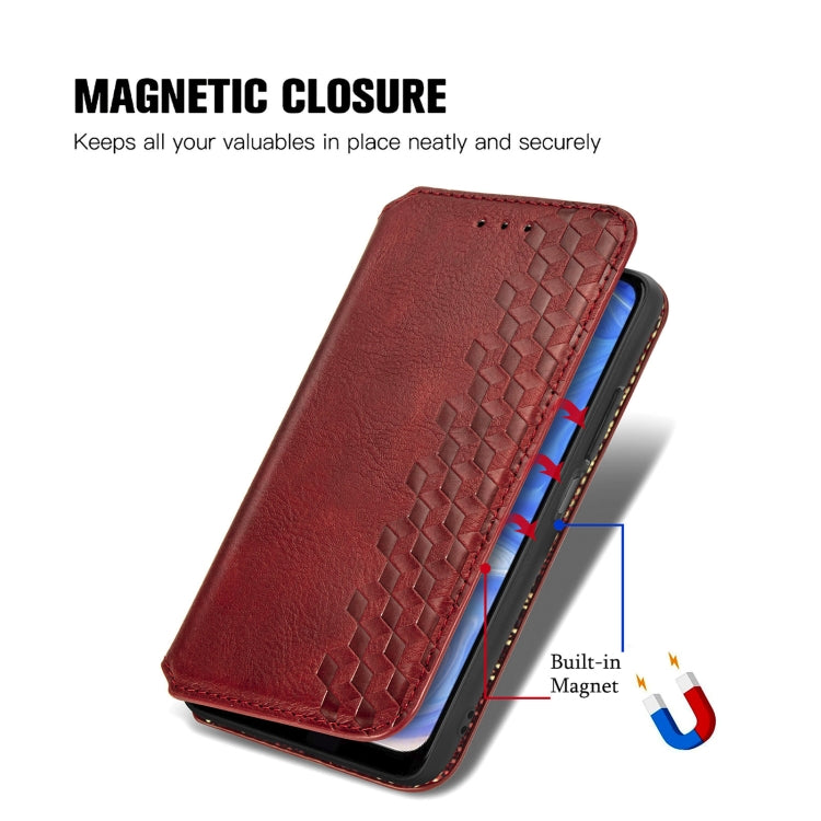 For Doogee N40 Pro Cubic Grid Pressed Horizontal Flip Magnetic Leather Case with Holder & Card Slots & Wallet(Red) - More Brand by buy2fix | Online Shopping UK | buy2fix