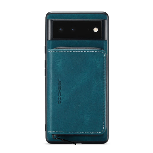 For Google Pixel 6 JEEHOOD Magnetic Zipper Horizontal Flip Phone Leather Case(Blue) - Google Cases by JEEHOOD | Online Shopping UK | buy2fix