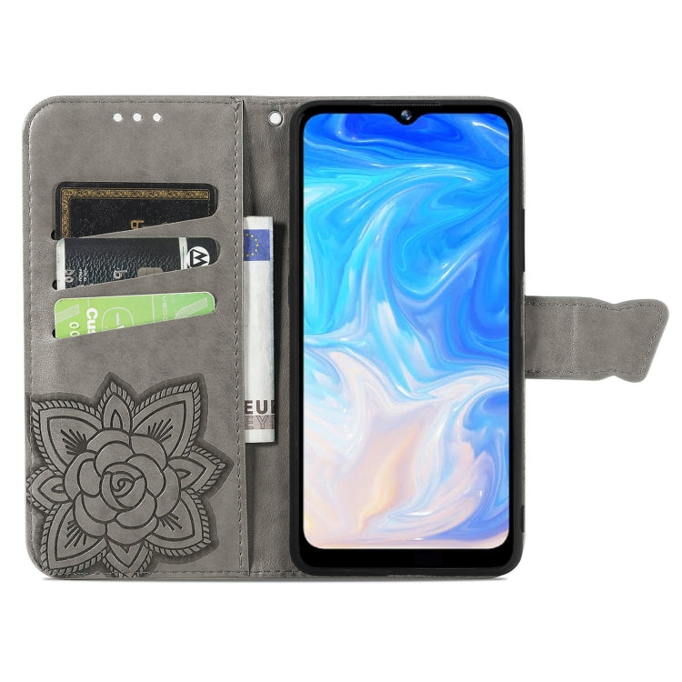 For DOOGEE N40 Pro Butterfly Love Flowers Embossed Horizontal Flip Leather Case with Holder & Card Slots & Wallet & Lanyard(Grey) - More Brand by buy2fix | Online Shopping UK | buy2fix