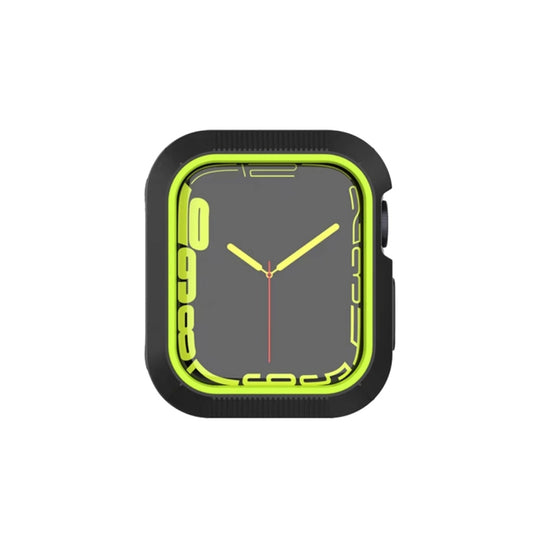 Shockproof PC Protective Case For Apple Watch Series 9 / 8 / 7 41mm(Black + Yellow)