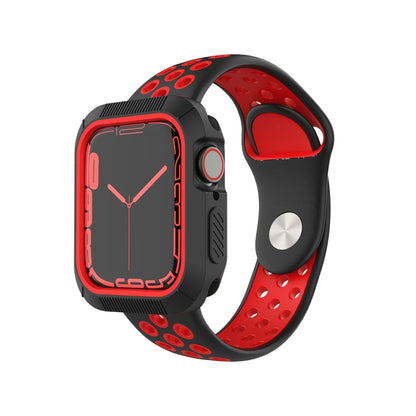 Shockproof PC Protective Case For Apple Watch Series 9 / 8 / 7 41mm(Black + Red) by buy2fix