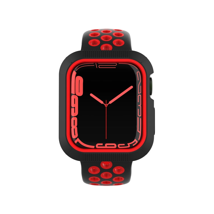 Shockproof PC Protective Case For Apple Watch Series 9 / 8 / 7 41mm(Black + Red) by buy2fix