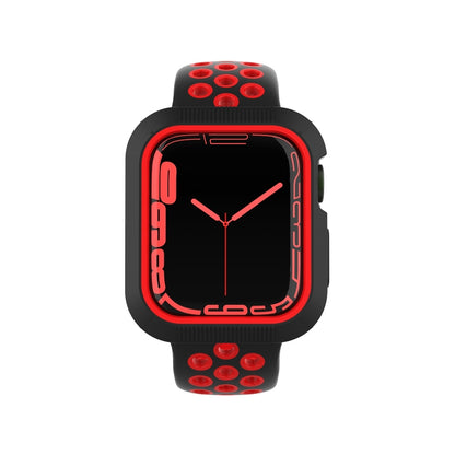 Shockproof PC Protective Case For Apple Watch Series 9 / 8 / 7 41mm(Black + Red) by buy2fix