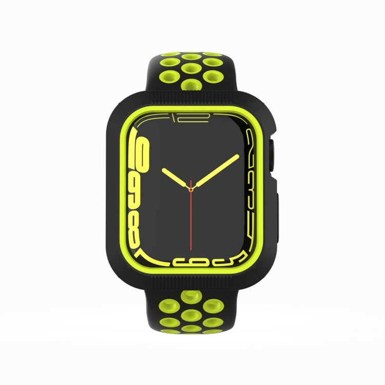 Shockproof PC Protective Case For Apple Watch Series 8 / 7 45mm / 6&SE&5&4 44mm / 3&2&1 42mm(Black + Yellow) - Watch Cases by buy2fix | Online Shopping UK | buy2fix