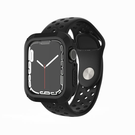 Shockproof PC Protective Case For Apple Watch Series 9 / 8 / 7 45mm(Black + Black) by buy2fix