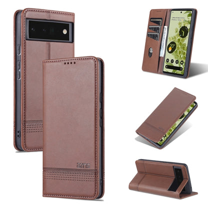 For Google Pixel 6 AZNS Magnetic Calf Texture Horizontal Flip Phone Leather Case(Dark Brown) - Google Cases by AZNS | Online Shopping UK | buy2fix