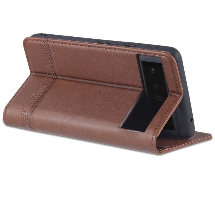 For Google Pixel 6 AZNS Magnetic Calf Texture Horizontal Flip Phone Leather Case(Dark Brown) - Google Cases by AZNS | Online Shopping UK | buy2fix
