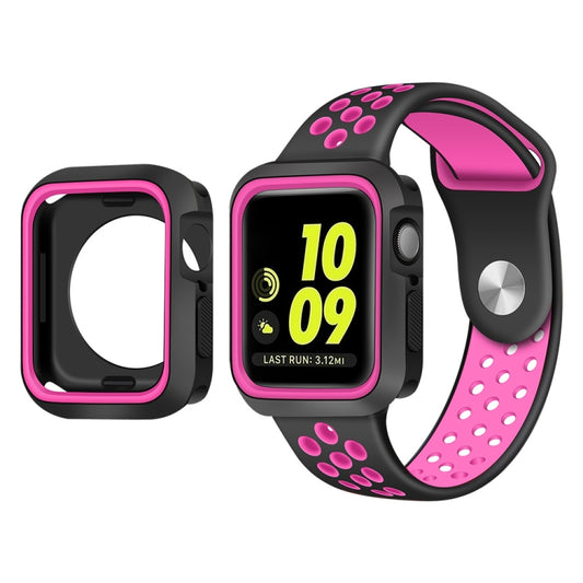 Two-color Shockproof Protective Case For Apple Watch Series 9 / 8 / 7 41mm(Black Pink) by buy2fix