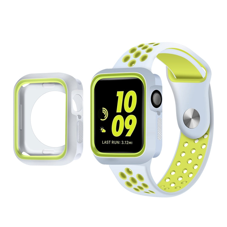 Two-color Shockproof Protective Case For Apple Watch Series 9 / 8 / 7 41mm(Green White) - Watch Cases by buy2fix | Online Shopping UK | buy2fix