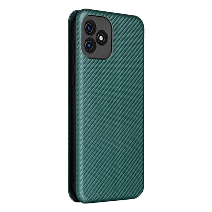 For Blackview Oscal C20 Carbon Fiber Texture Horizontal Flip Leather Phone Case with Card Slot(Green) - More Brand by buy2fix | Online Shopping UK | buy2fix