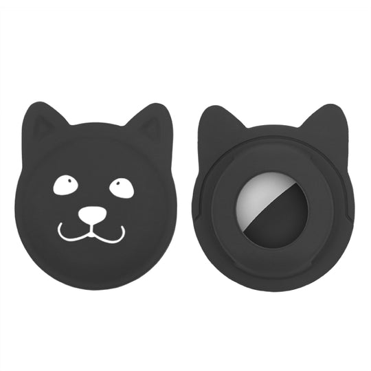 Serious Face Cute Cartoon Pet Collar Anti-lost Tracker Silicone Case For AirTag 2nd Gen / AirTag 1st Gen(Black)