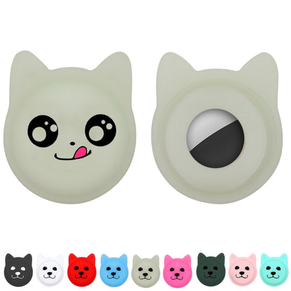 Serious Face Cute Cartoon Pet Collar Anti-lost Tracker Silicone Case For AirTag(Fluorescent Green) - Pet Series by Mutural | Online Shopping UK | buy2fix