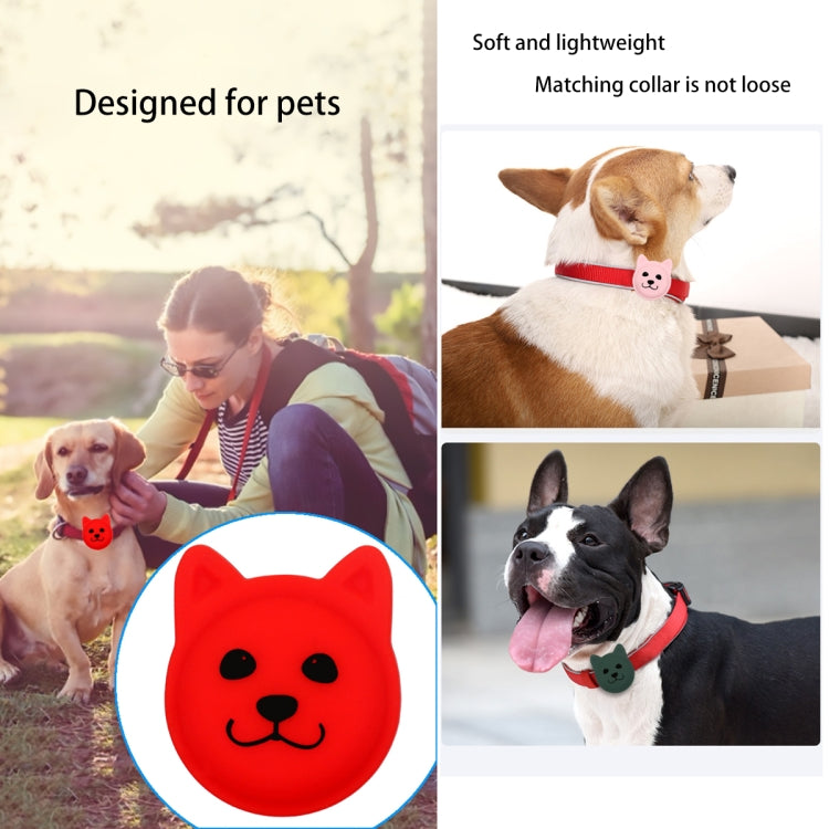 Serious Face Cute Cartoon Pet Collar Anti-lost Tracker Silicone Case For AirTag(Dark Green) - Pet Series by Mutural | Online Shopping UK | buy2fix