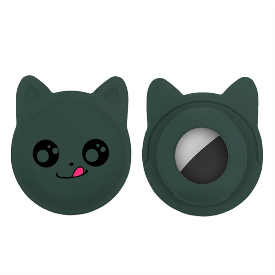 Naughty Smile Cute Cartoon Pet Collar Anti-lost Tracker Silicone Case For AirTag 2nd Gen / AirTag 1st Gen(Dark Green)