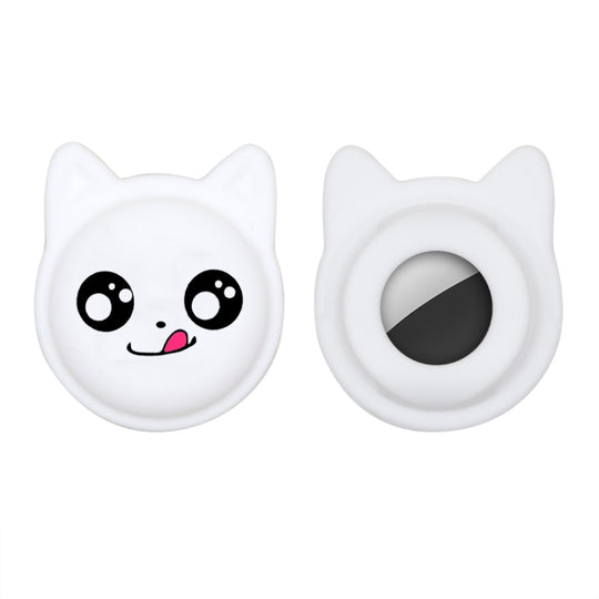 Naughty Smile Cute Cartoon Pet Collar Anti-lost Tracker Silicone Case For AirTag 2nd Gen / AirTag 1st Gen(White)