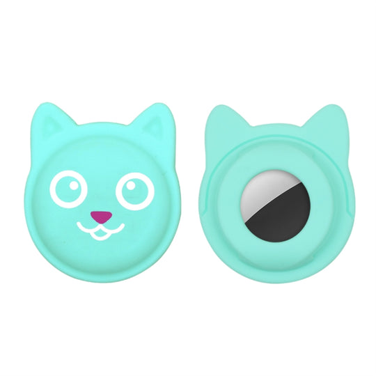 Hanhan Smile Cute Cartoon Pet Collar Anti-lost Tracker Silicone Case For AirTag 2nd Gen / AirTag 1st Gen(Mint Green)