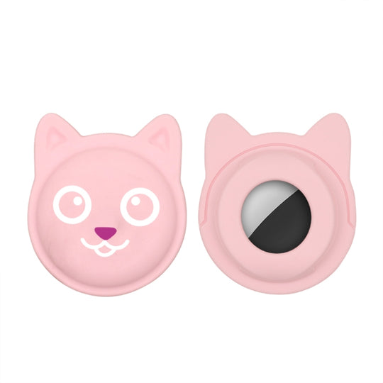 Hanhan Smile Cute Cartoon Pet Collar Anti-lost Tracker Silicone Case For AirTag 2nd Gen / AirTag 1st Gen(Pink)