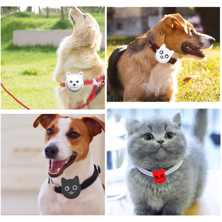 Hanhan Smiley Cute Cartoon Pet Collar Anti-lost Tracker Silicone Case For AirTag(White) - Pet Series by Mutural | Online Shopping UK | buy2fix