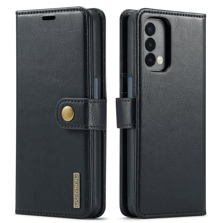 For OnePlus Nord 2 5G DG.MING Crazy Horse Texture Flip Detachable Magnetic Leather Case with Holder & Card Slots & Wallet(Black) - OnePlus Cases by DG.MING | Online Shopping UK | buy2fix